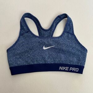 Nike Pro Dri-FIT Sports Bra XS Heather Navy Blue Medium Support